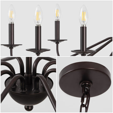 Wicklow 40" 8-Light Bohemian Farmhouse Iron LED Chandelier